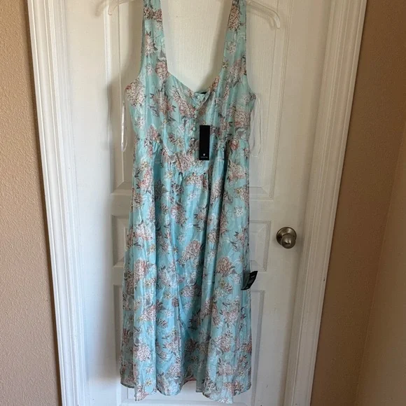 Lulu’s Floral Blue Midi Dress Sz XL - Picture 5 of 10